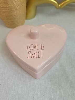 Rae Dunn Pink Heart Ceramic "Love Is Sweet" Dish
